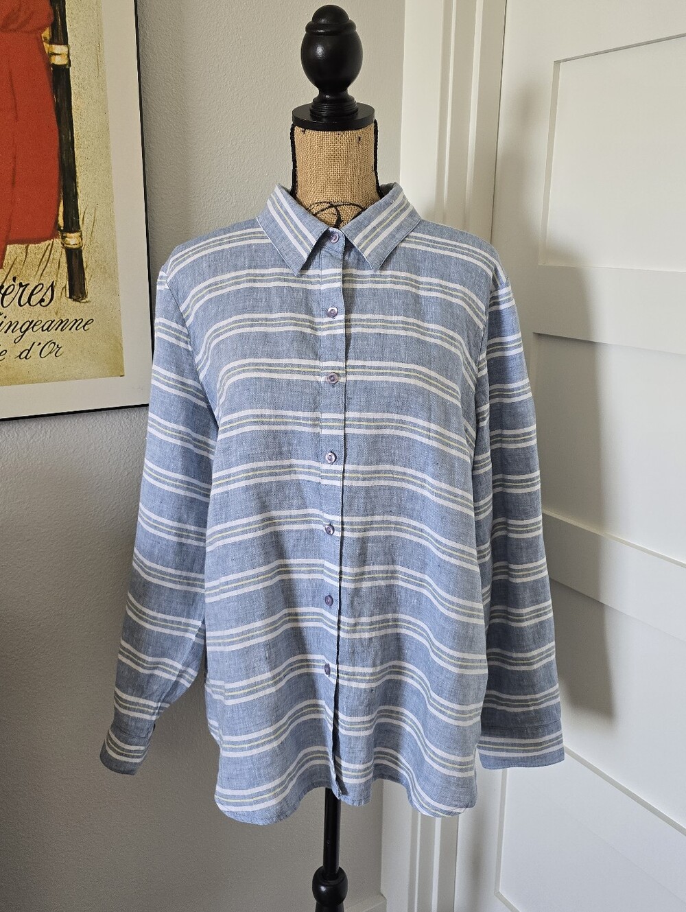 Coldwater Creek 100% Linen Striped Shirt XL NWT PERFECT FOR SPRING SUMMER